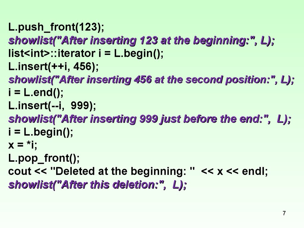 Begin l. Последовательные контейнеры c++. Push_Front. Код класса const_iterator. List Insert after.