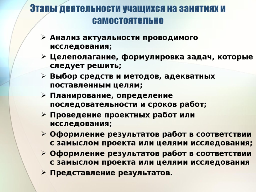 4 этапа деятельности