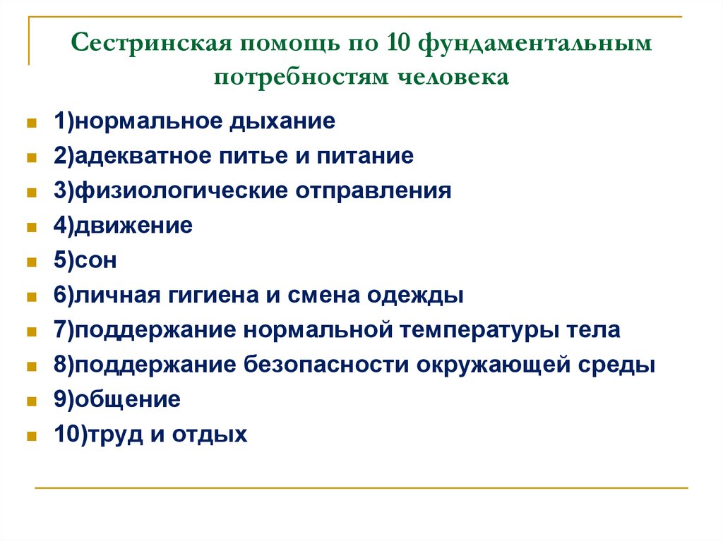 Фундаментальные потребности. Нарушенные потребности человека Сестринское дело. Основные потребности пациента Сестринское дело. Основные потребности человека сестринский процесс. 10 Потребностей человека Сестринское дело.