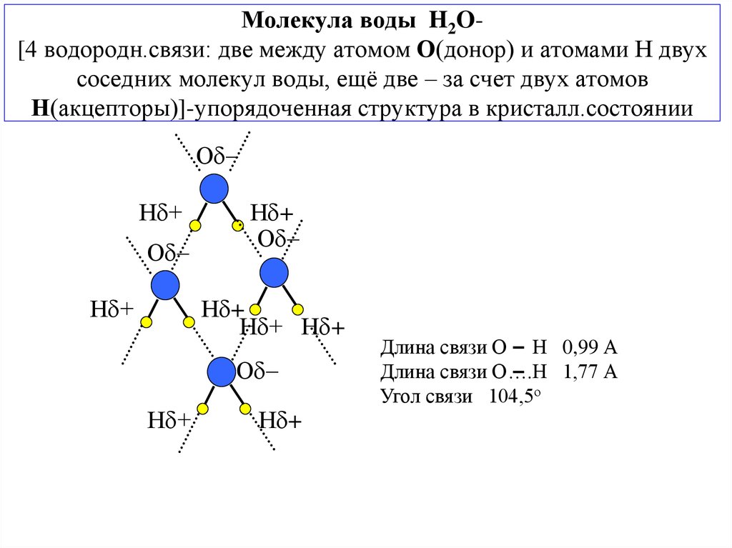 Водные связи. Молекула воды связь между атомами. Длина химической связи воды. Угол связи в молекуле воды. Угол в молекуле воды.