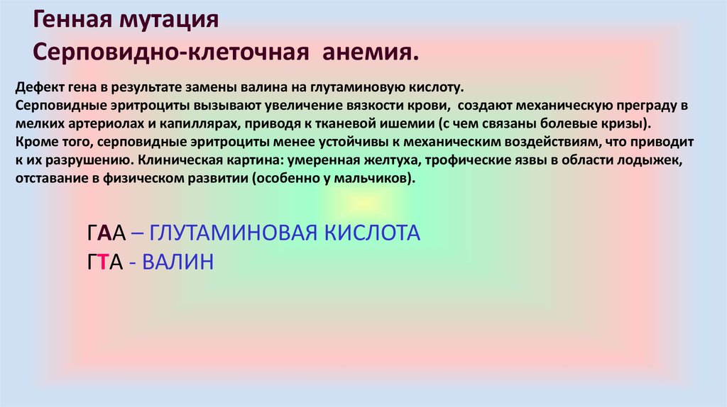 Понятие мутация впервые предложил. Мутации вызывающие серповидно клеточную анемию по типу относятся. Дефекты генов.