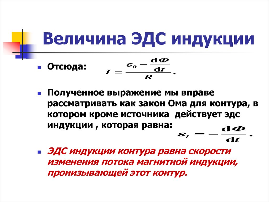 Величина индукции. Величина ЭДС. Величина индуктивности ЭДС. Величина и направление ЭДС индукции.