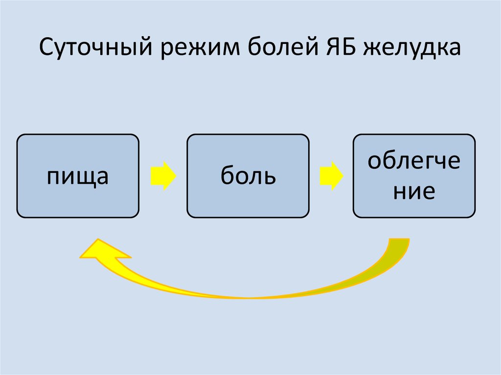 Суточный режим болей ЯБ желудка