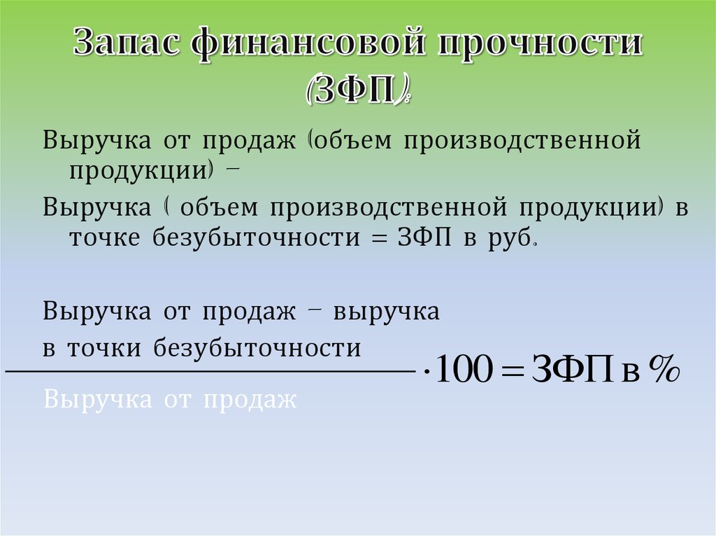 Запас финансовой прочности показатель