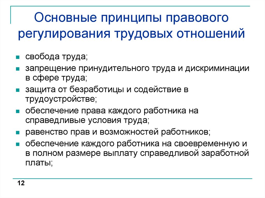 Правовое регулирование трудовых отношений план