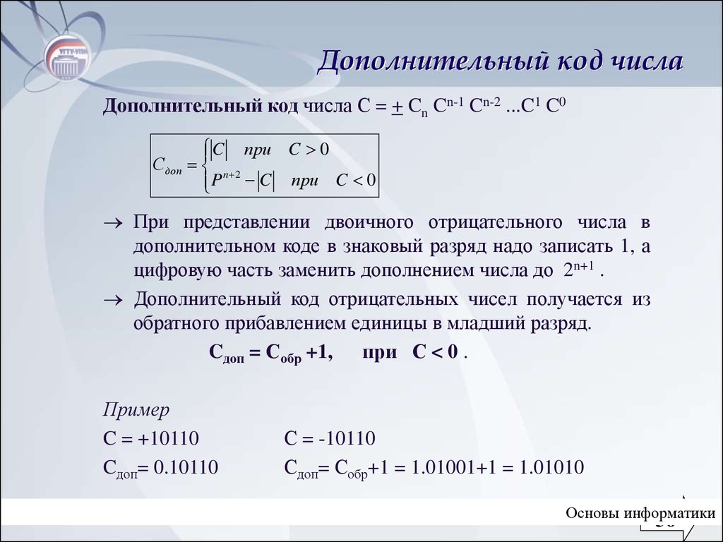 Дополнительные числа