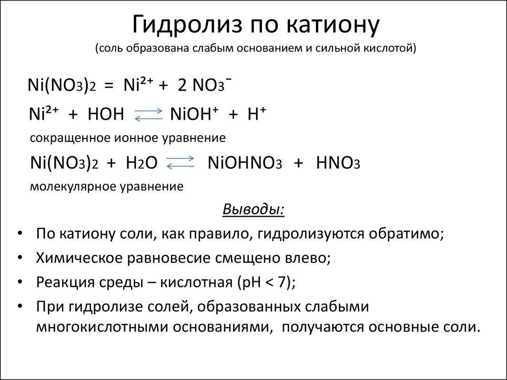 Презентация гидролиз 9 класс химия