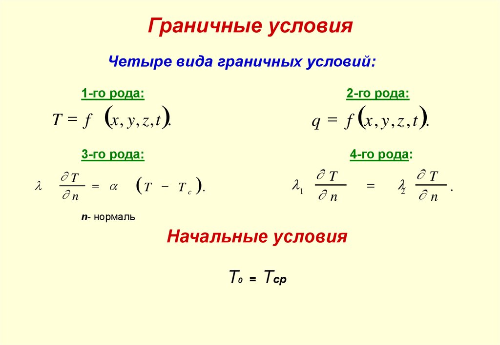 Граничные условия определяют. Математическая формулировка граничных условий 3 рода. Граничные условия 2 и 3 рода. Граничные условия. Типы граничных условий.