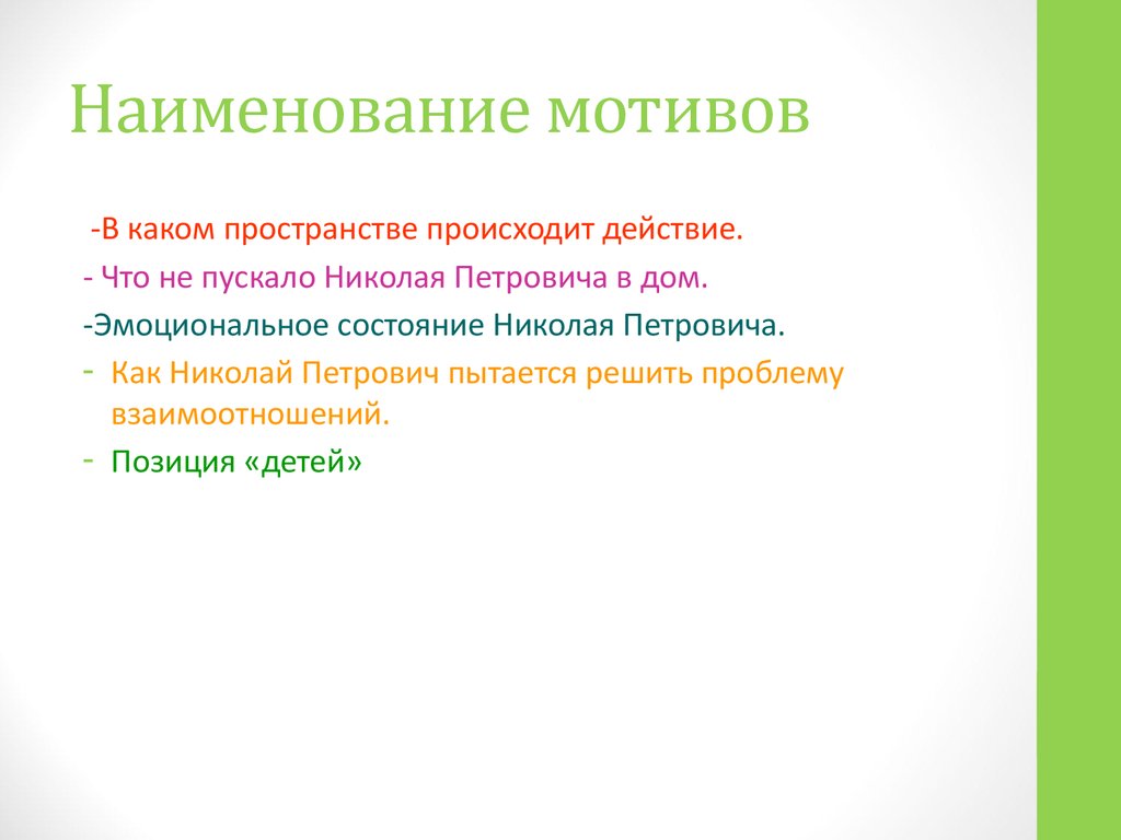 Название мотивов. Наименования мотивов.