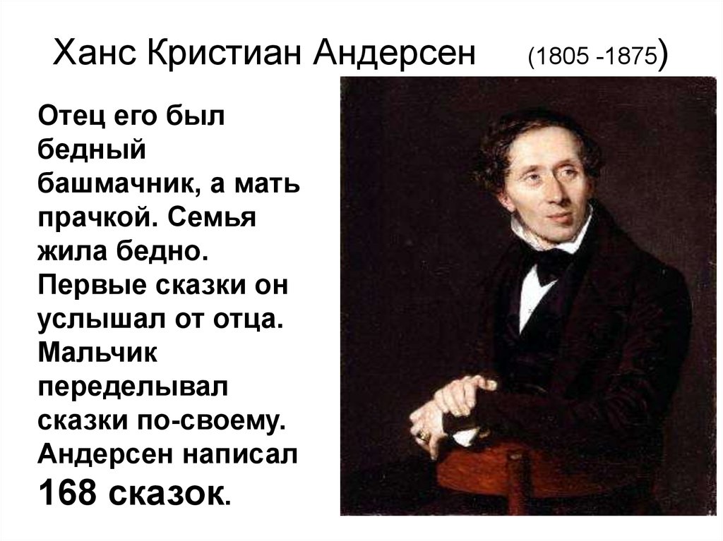 Презентация о гансе христиане андерсене 2 класс