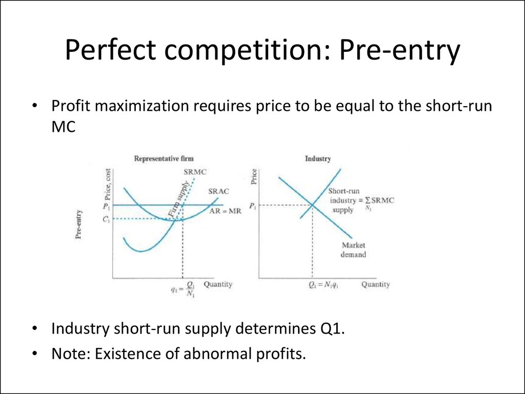 Perfect competition: Pre-entry