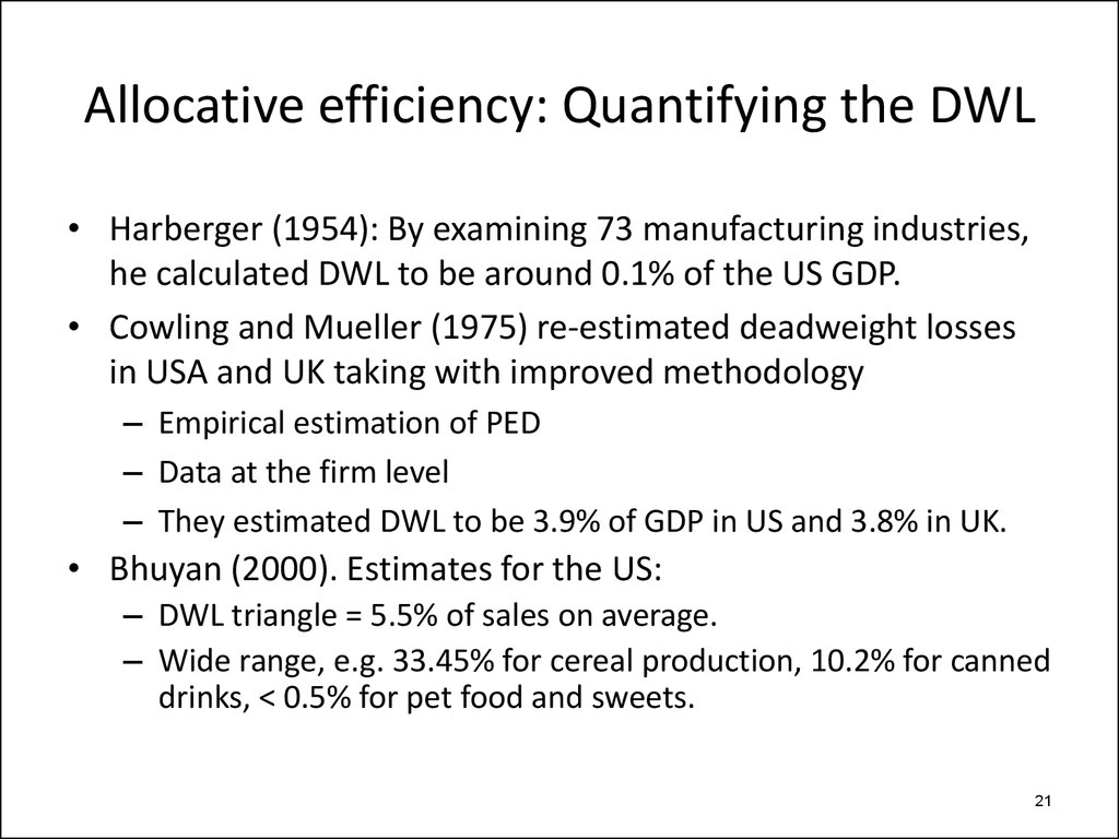 Allocative efficiency: Quantifying the DWL