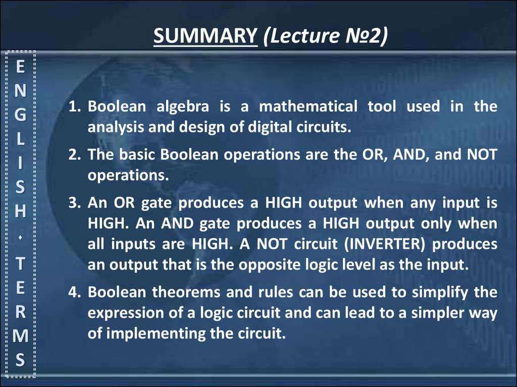 SUMMARY (Lecture №2)