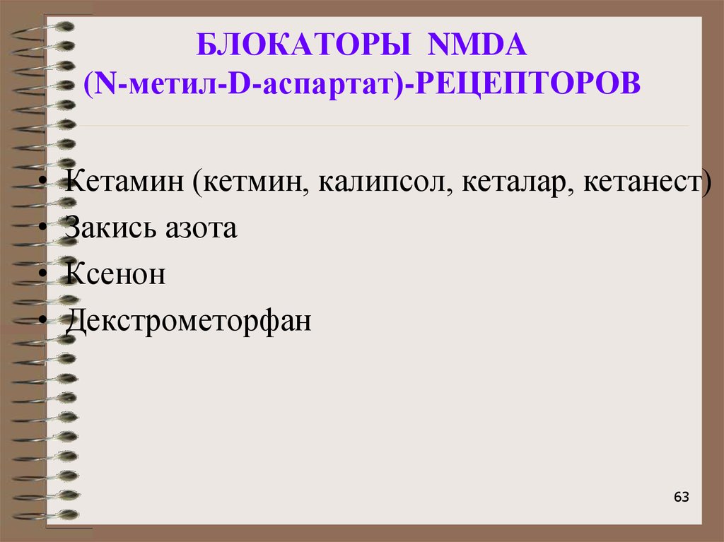 БЛОКАТОРЫ NMDA (N-метил-D-аспартат)-РЕЦЕПТОРОВ