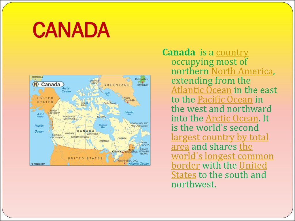 Презентация на тему канада на английском