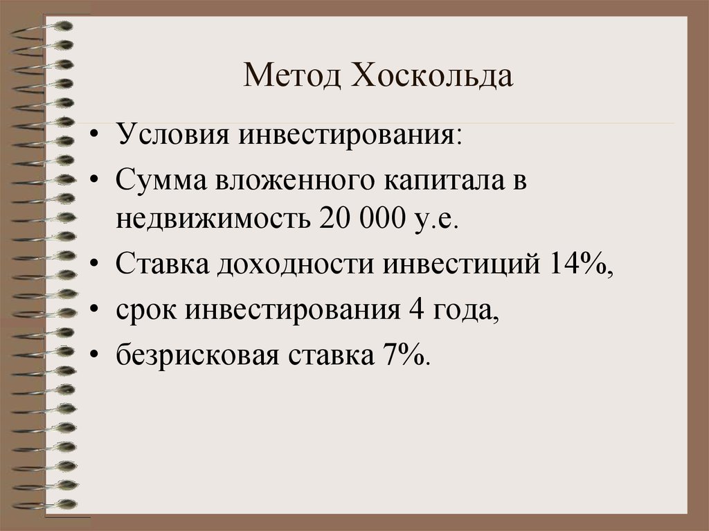 Составить план погашения долга методом хоскольда если безрисковая ставка r 5 годовых