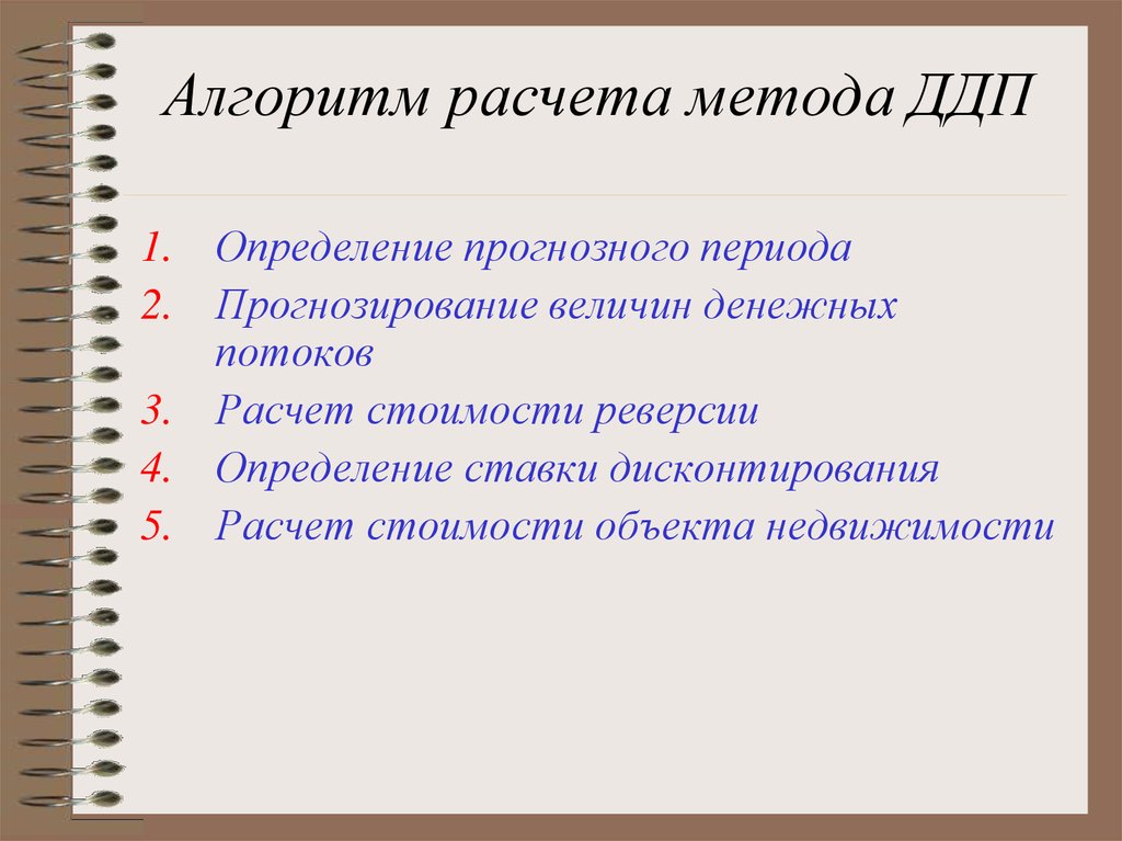 Программа и методики расчетов. Метода дисконтирования денежных потоков. Алгоритм расчета методом ДДП. Алгоритм калькуляции. Алгоритм определения стоимости бизнеса ДДП.