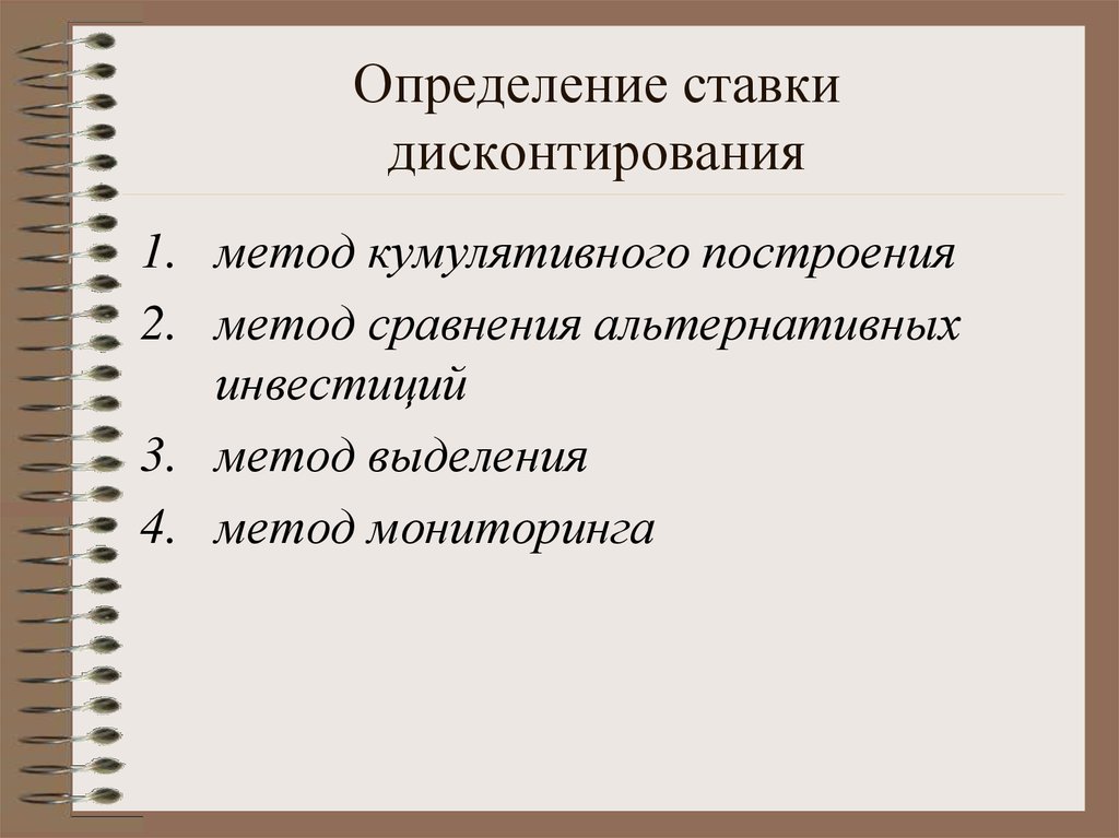 Методы определения ставки дисконтирования презентация