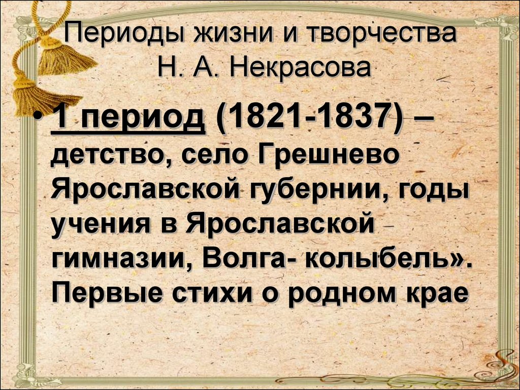 Презентация некрасов биография 10 класс презентация