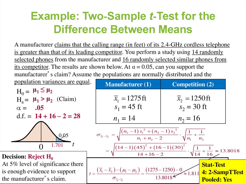 Difference Of Means Test Statistic