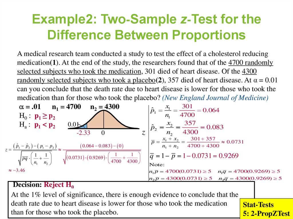 hypothesis testing two proportions examples