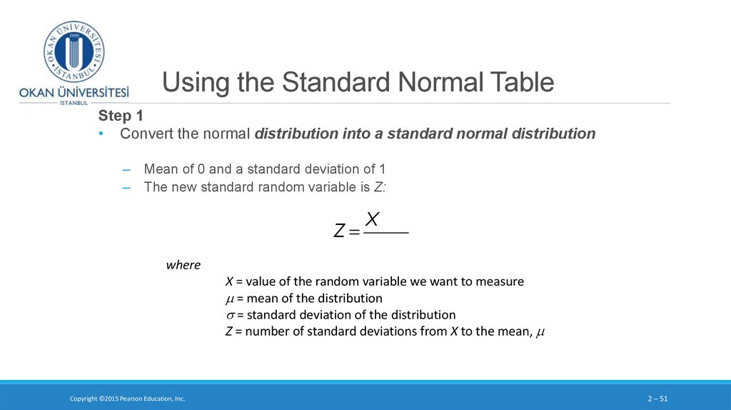 Using the Standard Normal Table