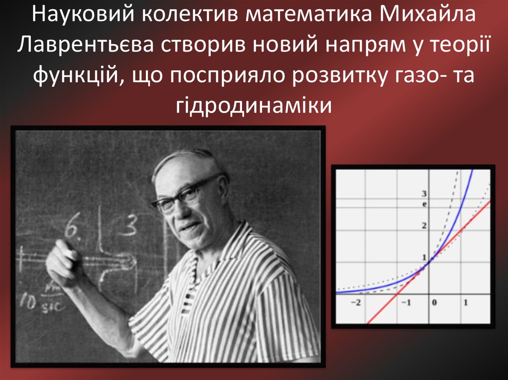 Науковий колектив математика Михайла Лаврентьєва створив новий напрям у теорії функцій, що посприяло розвитку газо- та гідродинаміки