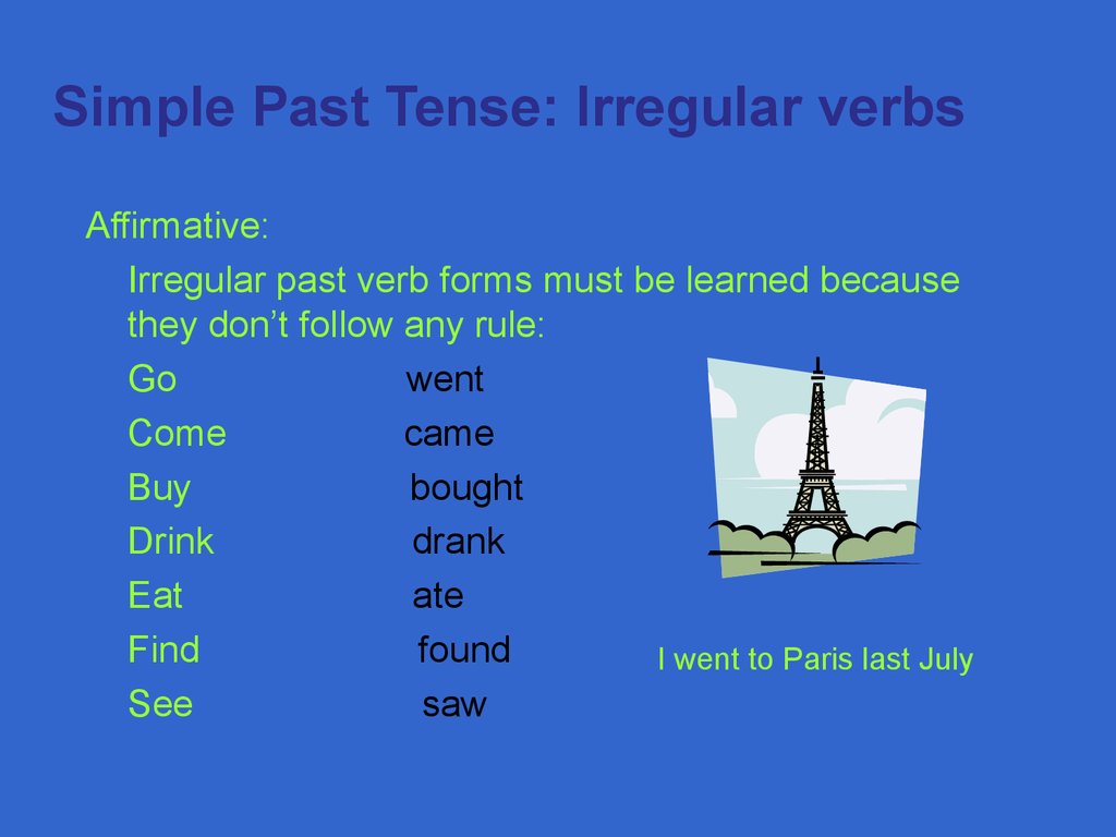 Simple Past Tense: Irregular verbs