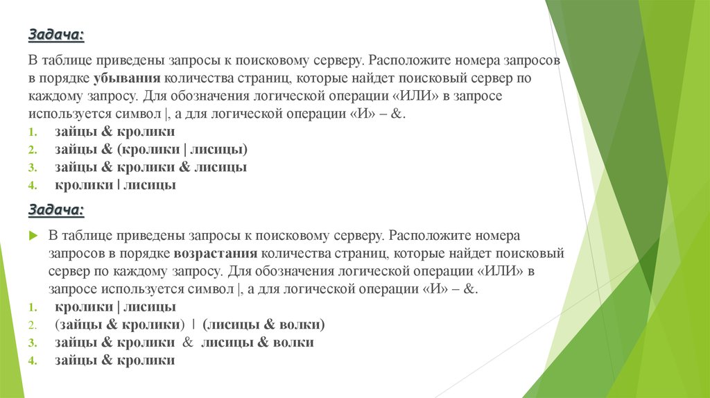 В запросе используется символ для. Расположите запросы в порядке убывания количества страниц. Задание расположить в порядке убывания количество найденных страниц. Запросы в номера запросов. Задача на поисковые запросы ОГЭ.