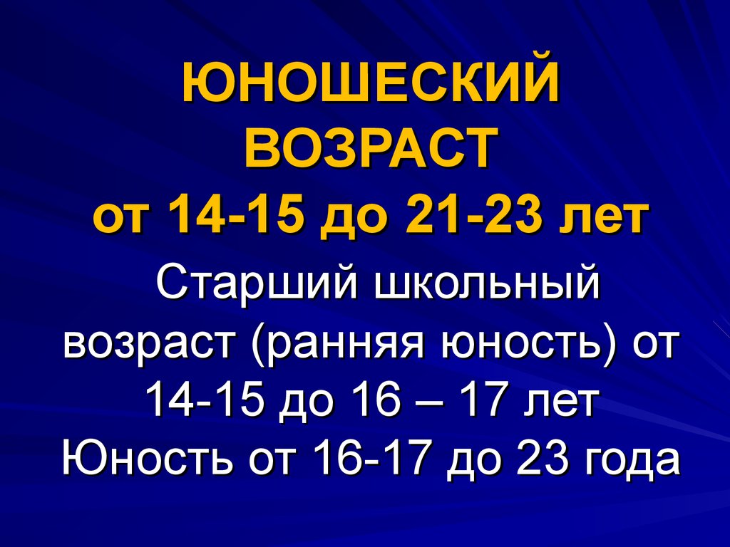 Юношеский возраст - презентация онлайн