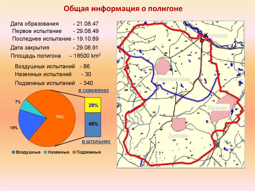 Карта семипалатинского ядерного полигона