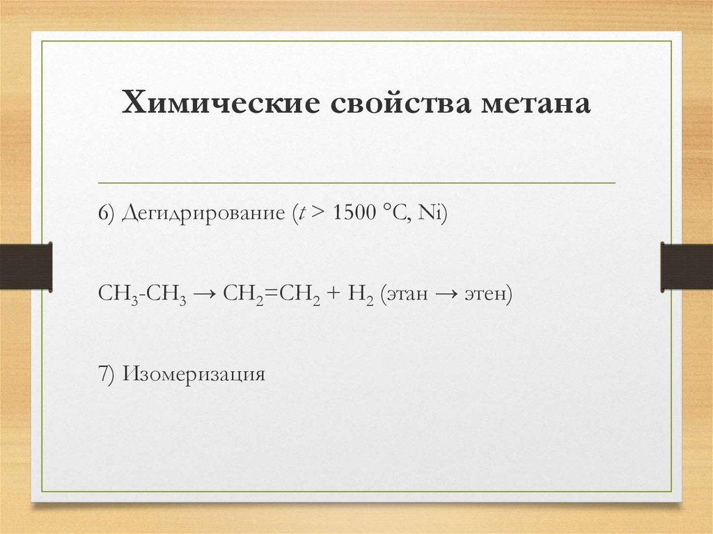 Химические свойства метана