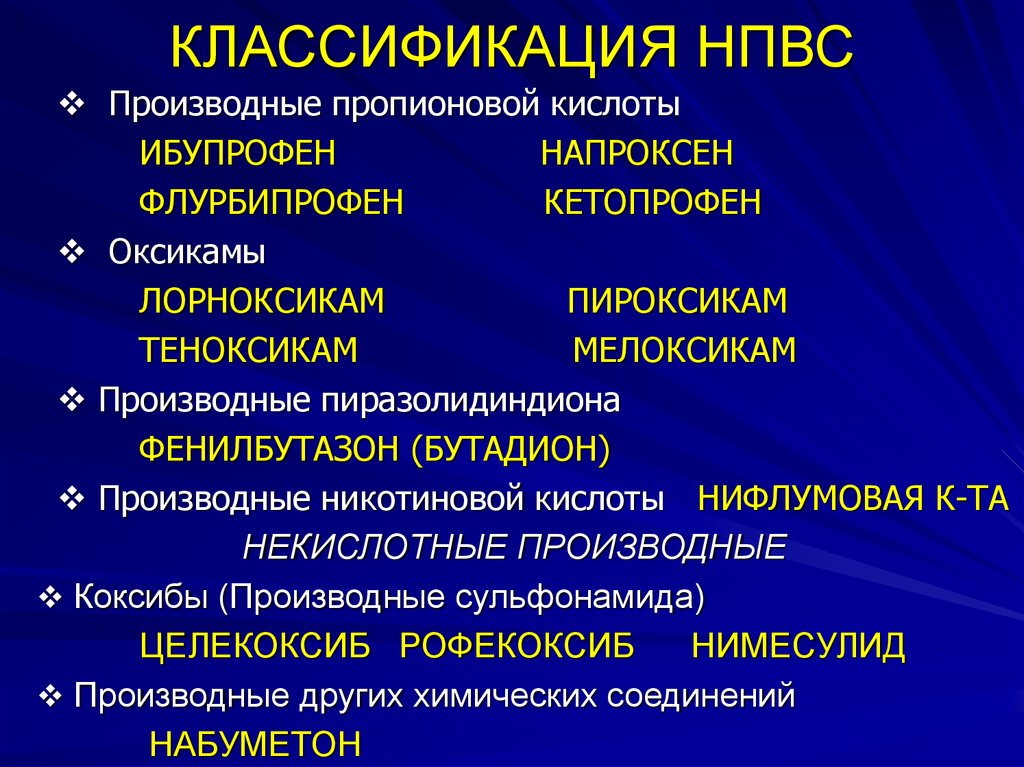 Угнетение картины крови нпвс вызывающие