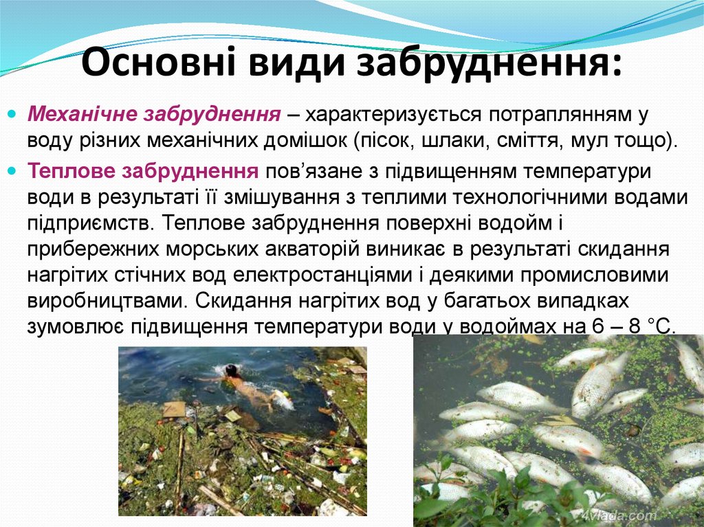 Основні види забруднення: