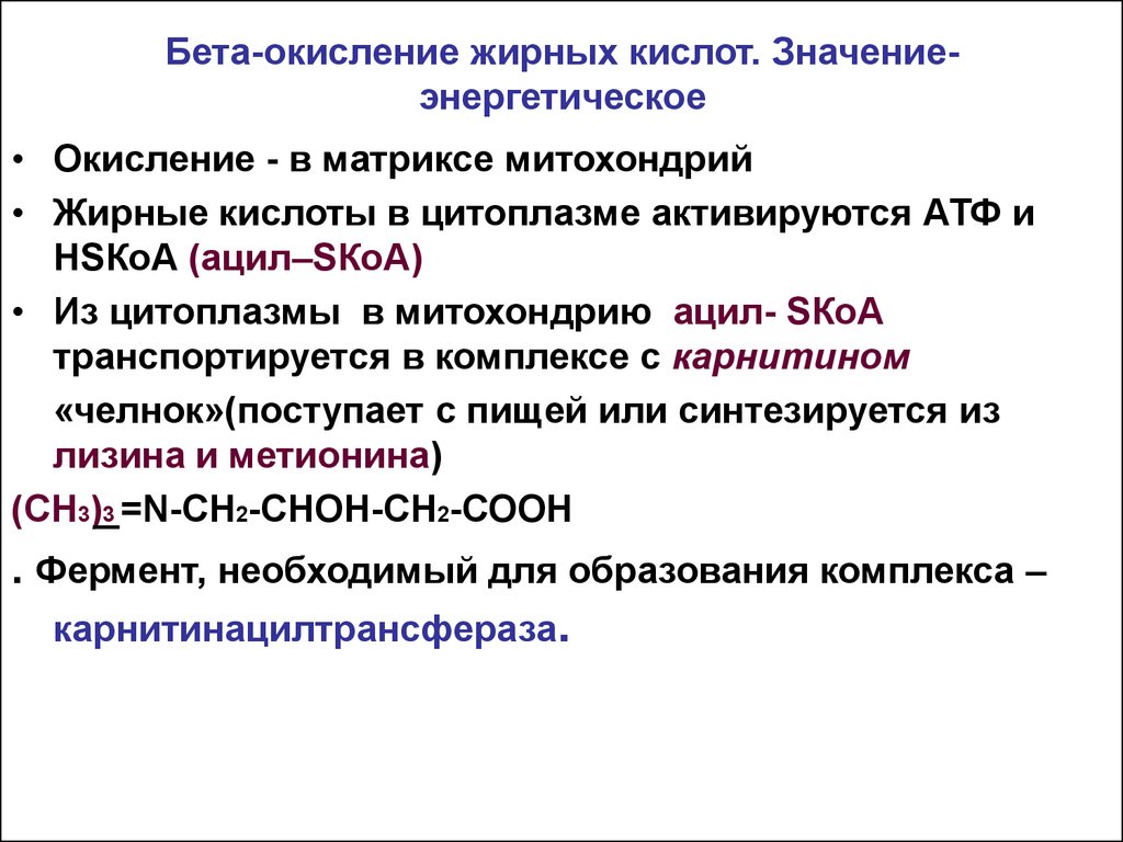 Процесс бета окисления. Биологическая роль окисления высших жирных кислот. Окисление жирных кислот биологическое значение. Коферменты бета окисления жирных кислот. Биологическая роль бета окисления жирных кислот.