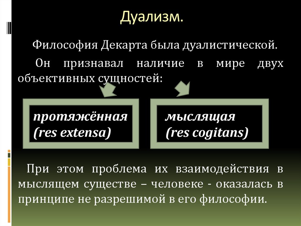 Дуалистическая онтология декарта презентация