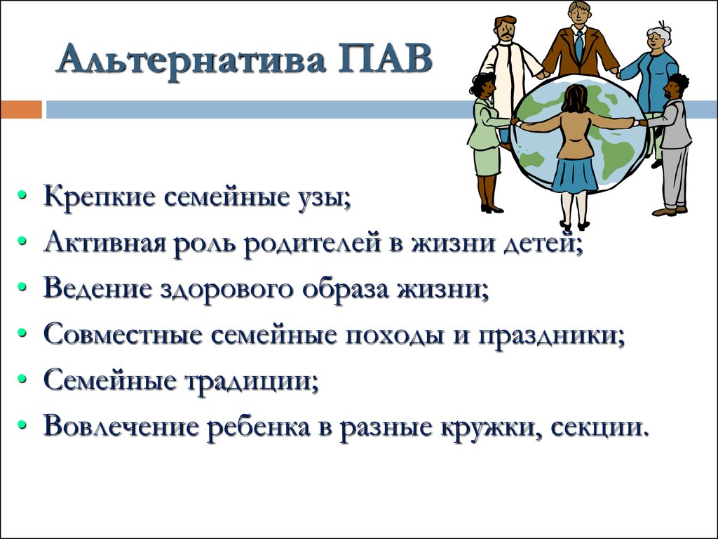 Активная роль. Альтернатива пав. Альтернатива употребления пав. Роль семьи в профилактике пав. Пав презентация 5 класс.