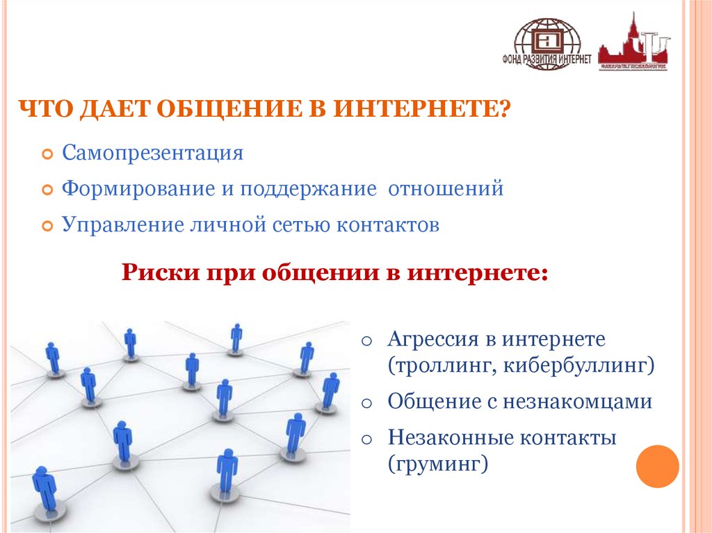 Данный общения. Самопрезентация в интернете. Что дает общение. Риски интернет-коммуникаций. Риски при общении в интернете.