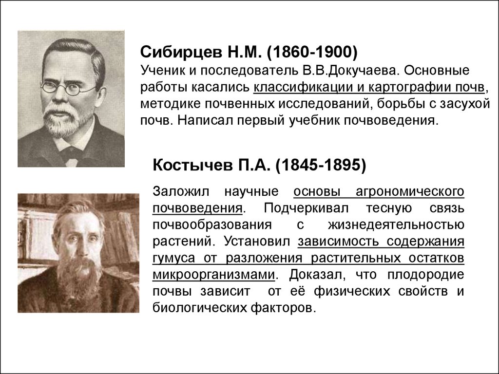 Ученик и последователь это. Николай Михайлович Сибирцев (1860-1900). Сибирцев почвоведение. Сибирцев н м вклад в почвоведение. Костычев вклад в почвоведение.