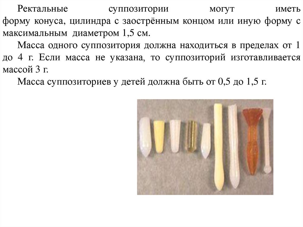 По рисунку определите вид суппозитории и форму