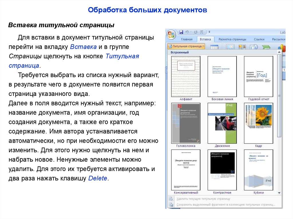 Большие документы. Вставка документа в презентацию. Название документа на титульной странице. Презентация большой документ. Как вставить фотографию на титульном листе.