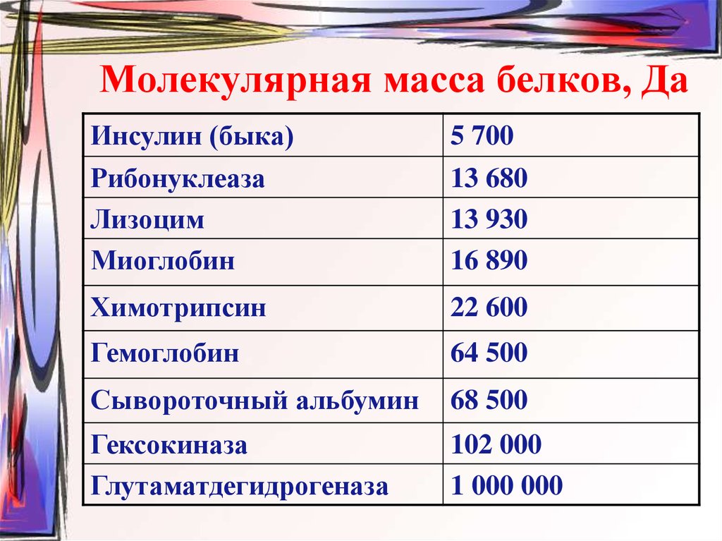 Молекулярная масса белка