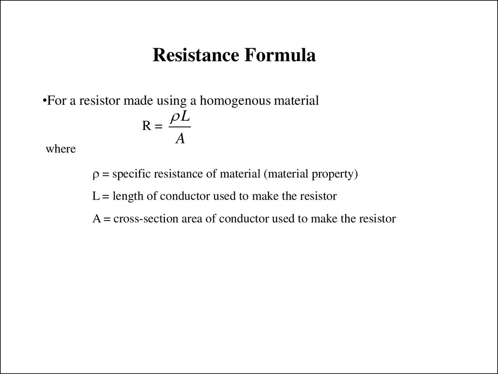 Resistance Formula