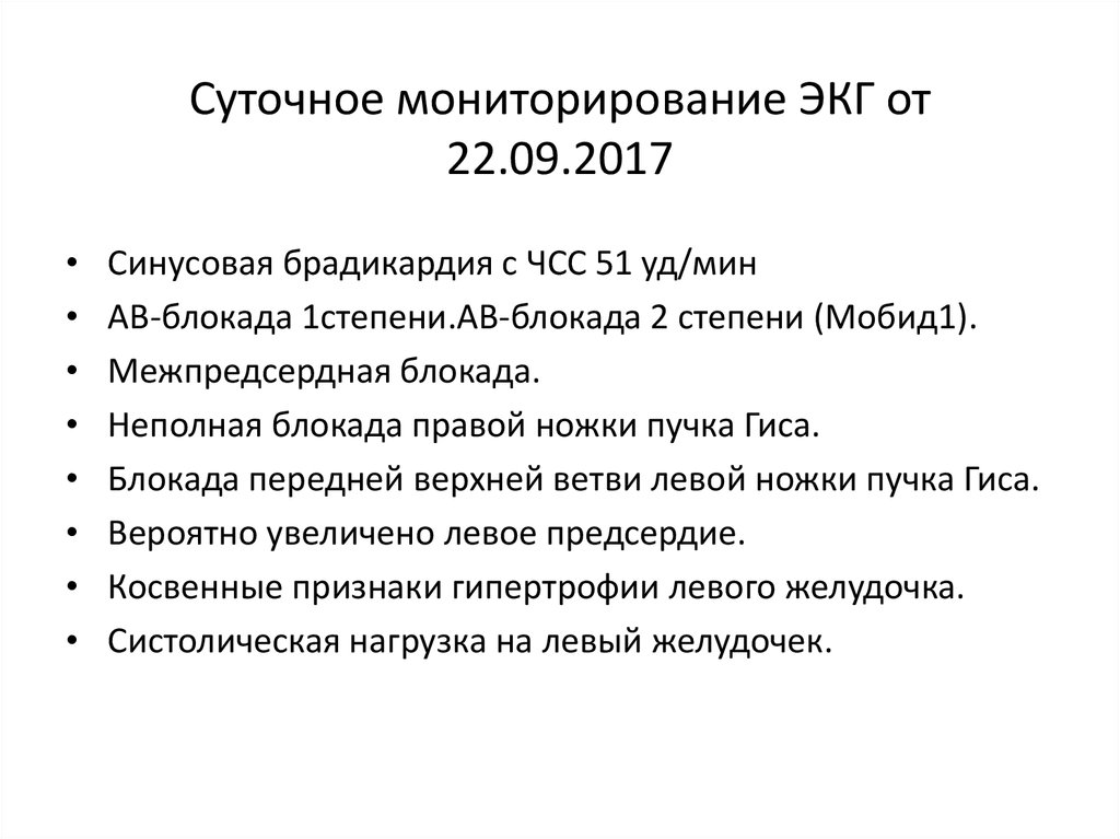 Суточное мониторирование ЭКГ от 22.09.2017