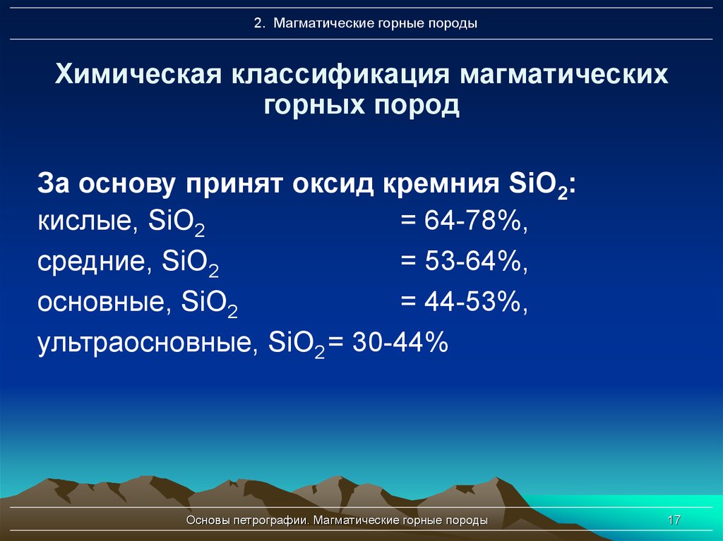 Состав магматической горной породы