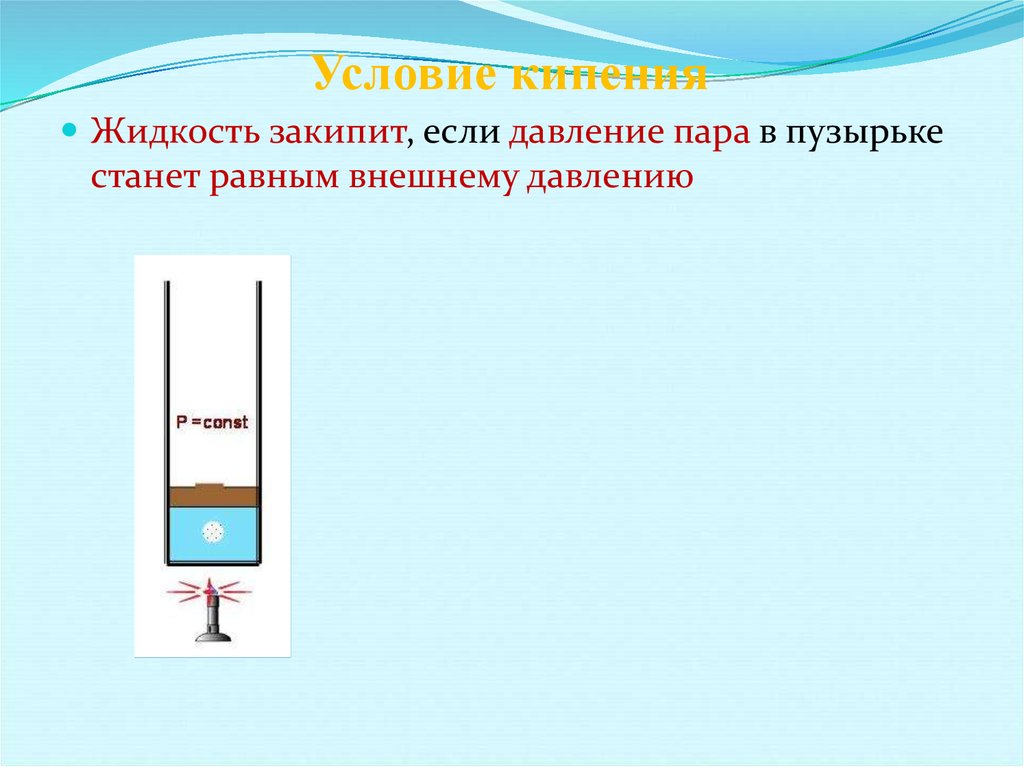 Место кипения. Условия процесса кипения. Условия кипения жидкости. Условия возникновения кипения. Условия протекания кипения.