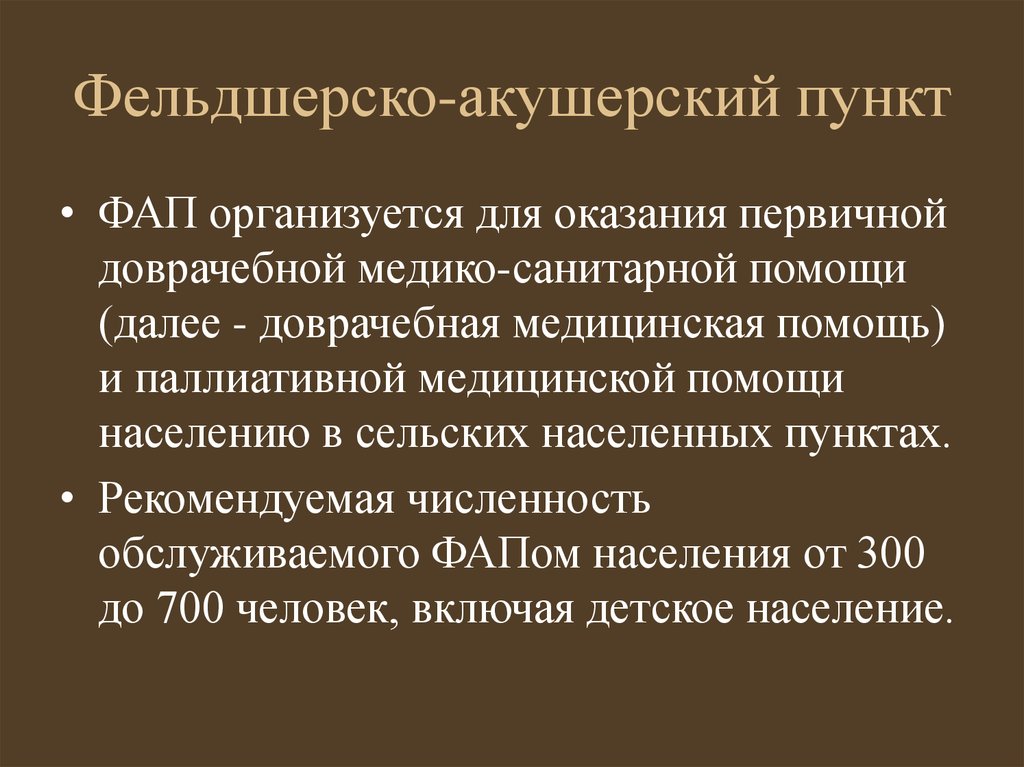 План работы фельдшерско акушерского пункта