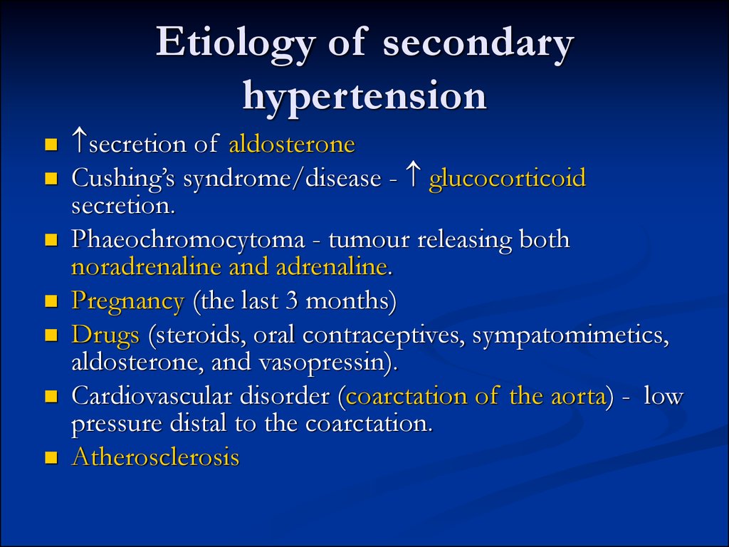 Secondary Hypertension. Etiology.