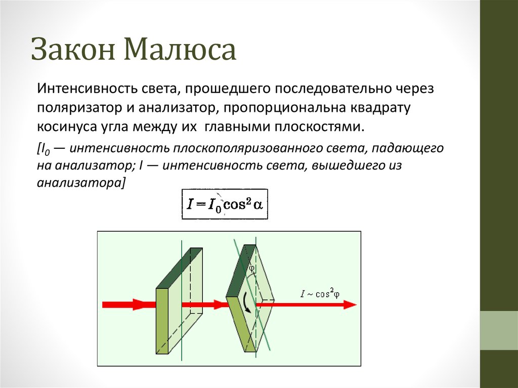 Поляризация законы. Закон Малюса формулировка. Закон Малюса. Закон Брюстера.. Теоретический вывод закона Малюса. Закон Малюса и Брюстера формулировка.