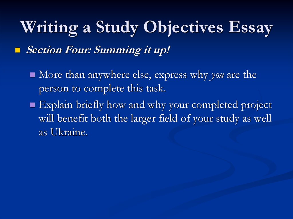 Writing a Study Objectives Essay